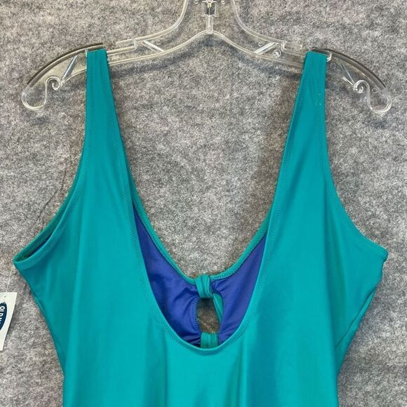 NWT OLD NAVY Women’s Swimsuit XL One-Piece Knot Front Cutout Teal Blue Bathing - Picture 11 of 15